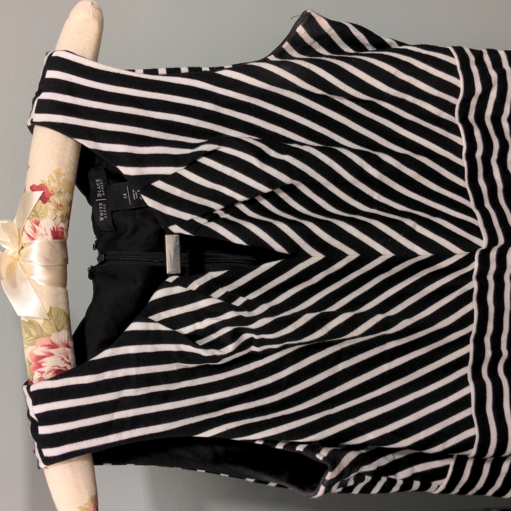 WHBM Black and White Classic A-line Dress